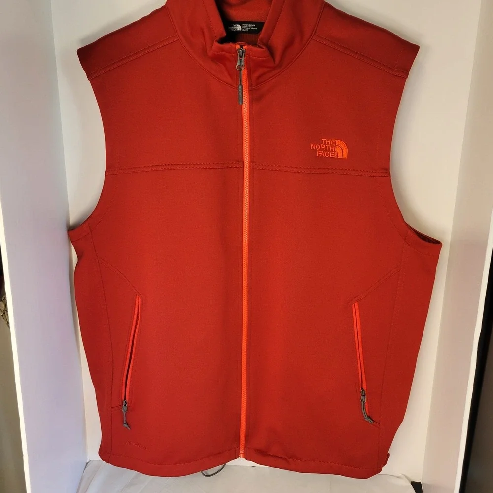 The North Face Mens XL Apex Bionic Softshell Vest Red Windproof Full Zip